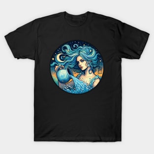 ZODIAC Aquarius - Astrological AQUARIUS - AQUARIUS - ZODIAC sign - Van Gogh style - 13 T-Shirt